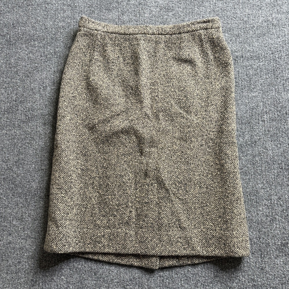 Max Mara Midi Skirt Women's 10 Italian Wool Cashmere Blend Herringbone Lined